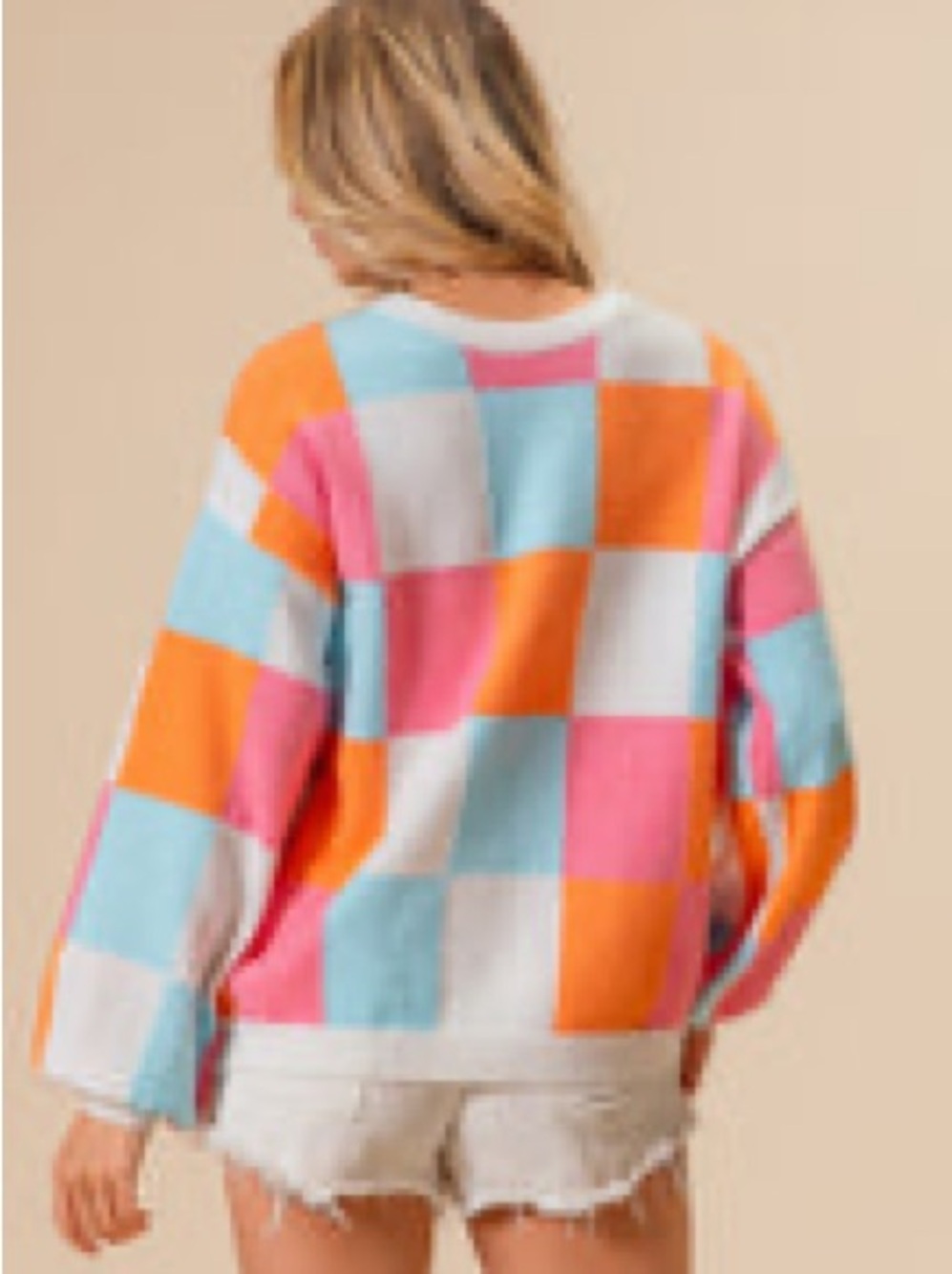BIBI Multicolored Checkered Wool Blend Sweater Sz M NWT - Picture 5 of 11